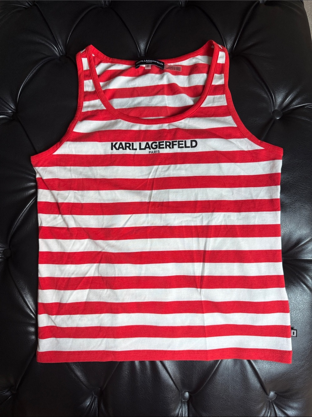 Karl Lagerfeld Red & White Striped Sleeveless Top